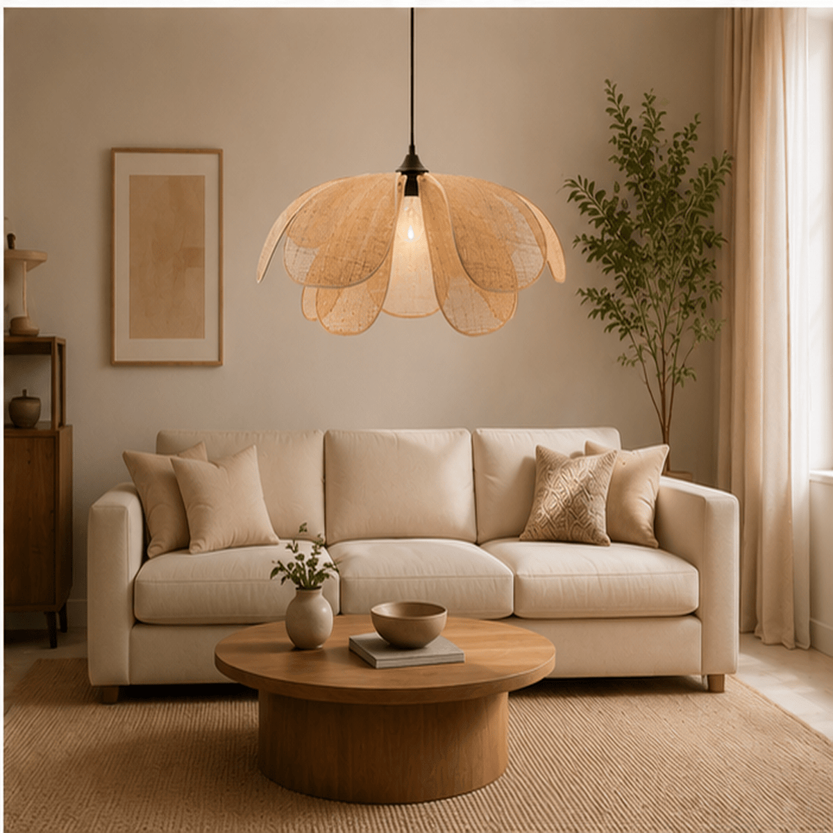 Rattan Lotus Pendant Light