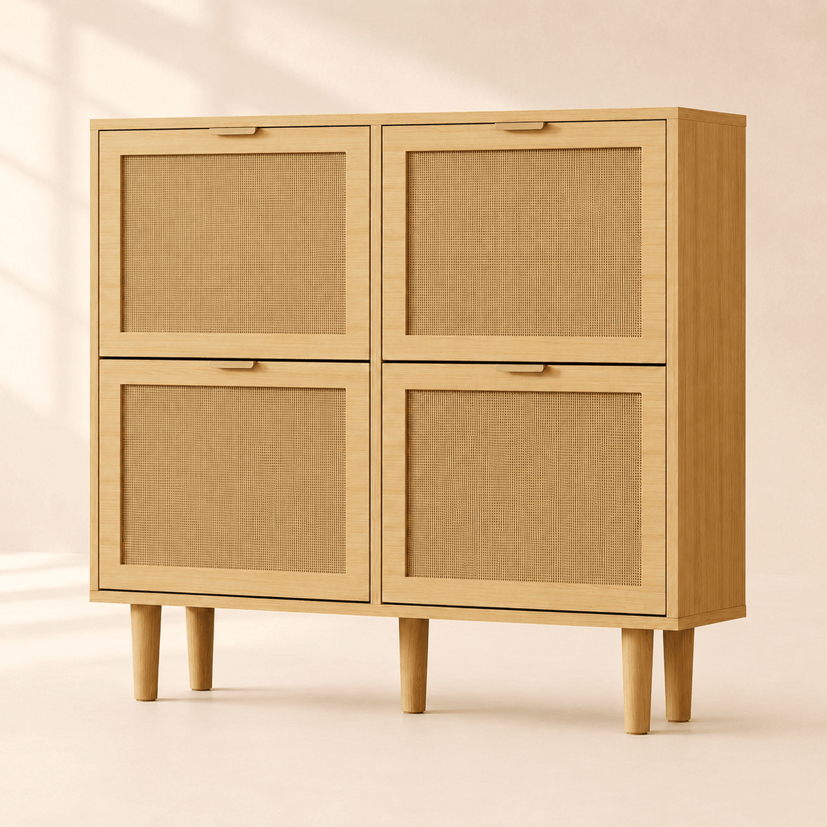 Rattan Shoe Cabinet with 4 Doors