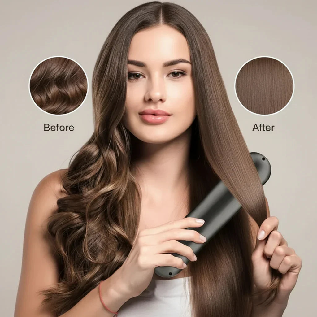 Wireless Hair Straightening Brush for Smooth, Frizz-Free Styling