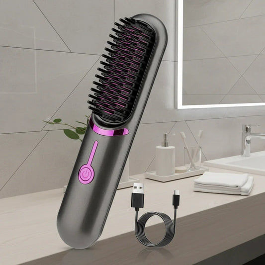 Wireless Hair Straightening Brush for Smooth, Frizz-Free Styling