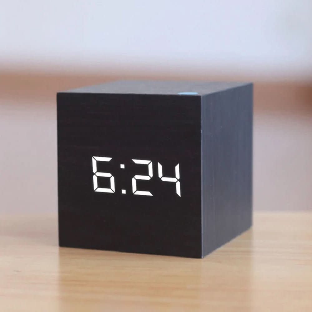 Minimalist LED Alarm Clock with Time, Date & Temperature Display
