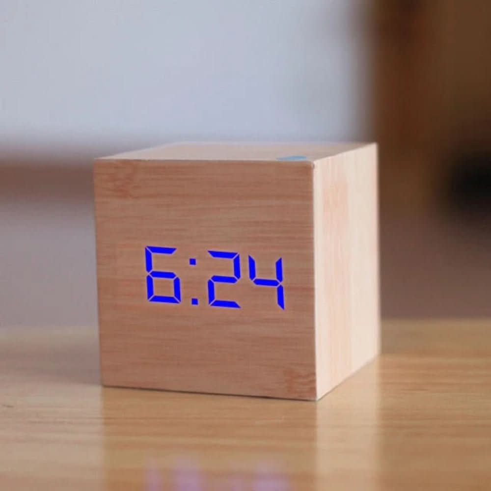 Minimalist LED Alarm Clock with Time, Date & Temperature Display