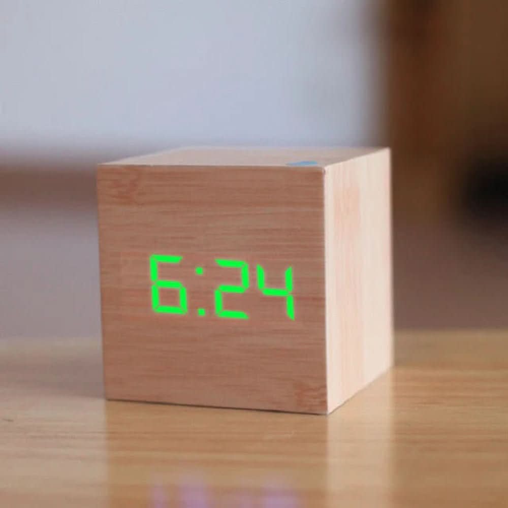 Minimalist LED Alarm Clock with Time, Date & Temperature Display