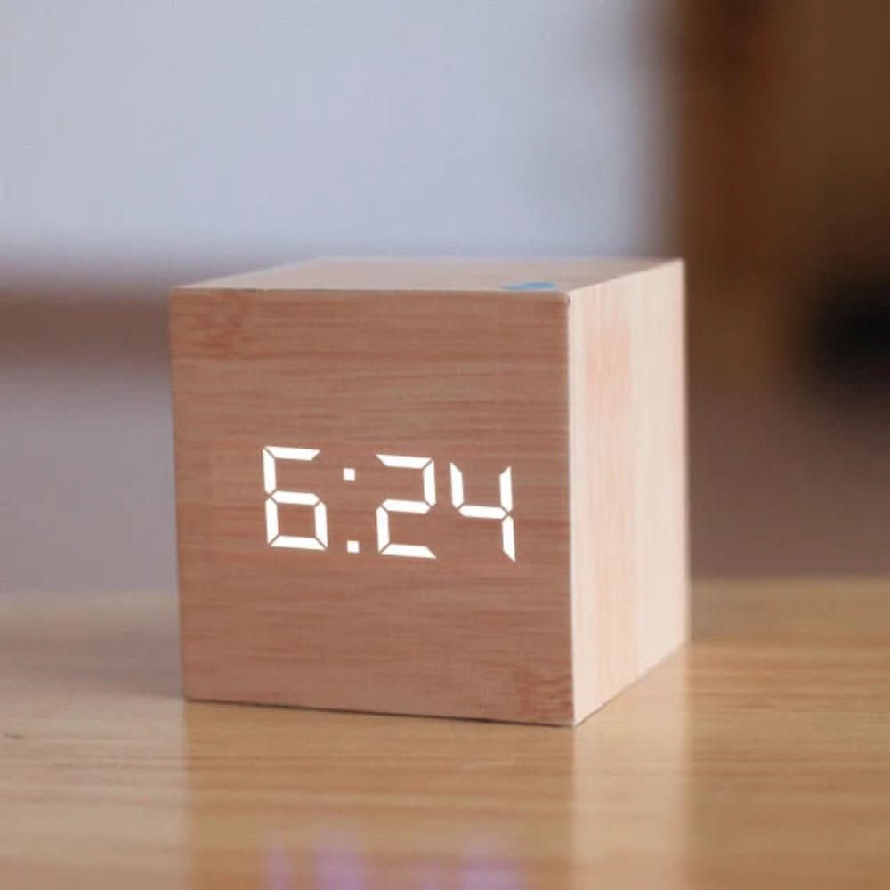 Minimalist LED Alarm Clock with Time, Date & Temperature Display