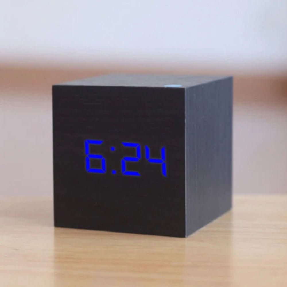 Minimalist LED Alarm Clock with Time, Date & Temperature Display