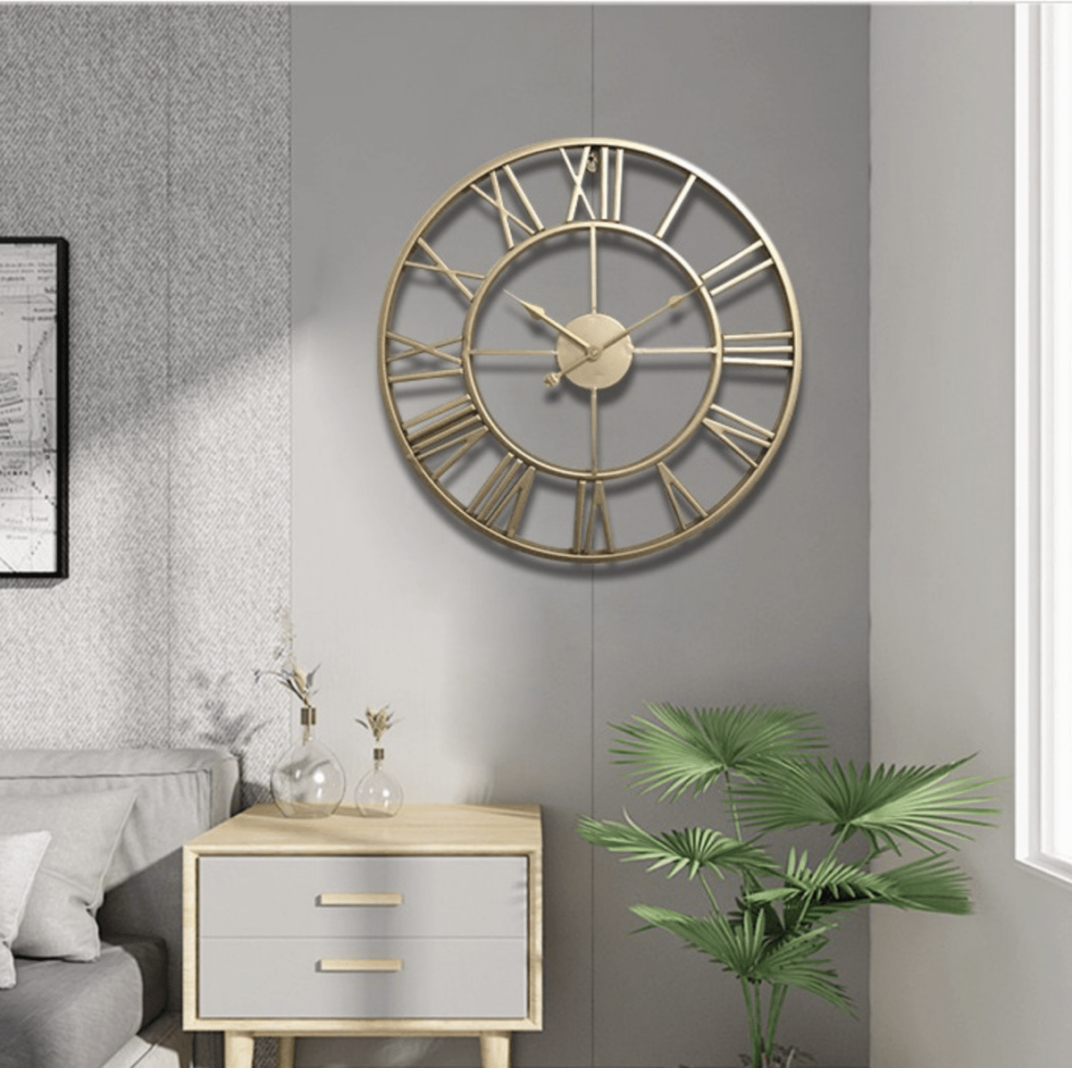 Skeleton Wall Clock with Silent Non-Ticking Mechanism