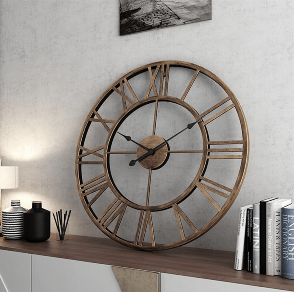 Skeleton Wall Clock with Silent Non-Ticking Mechanism