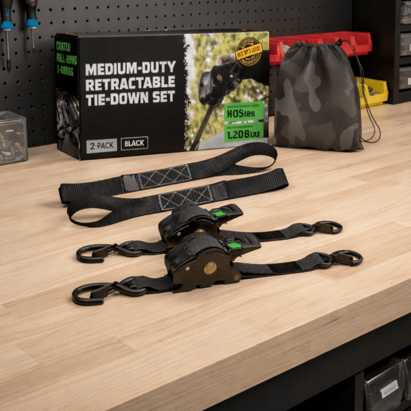 Heavy Duty Retractable Ratchet Straps for Cargo Security