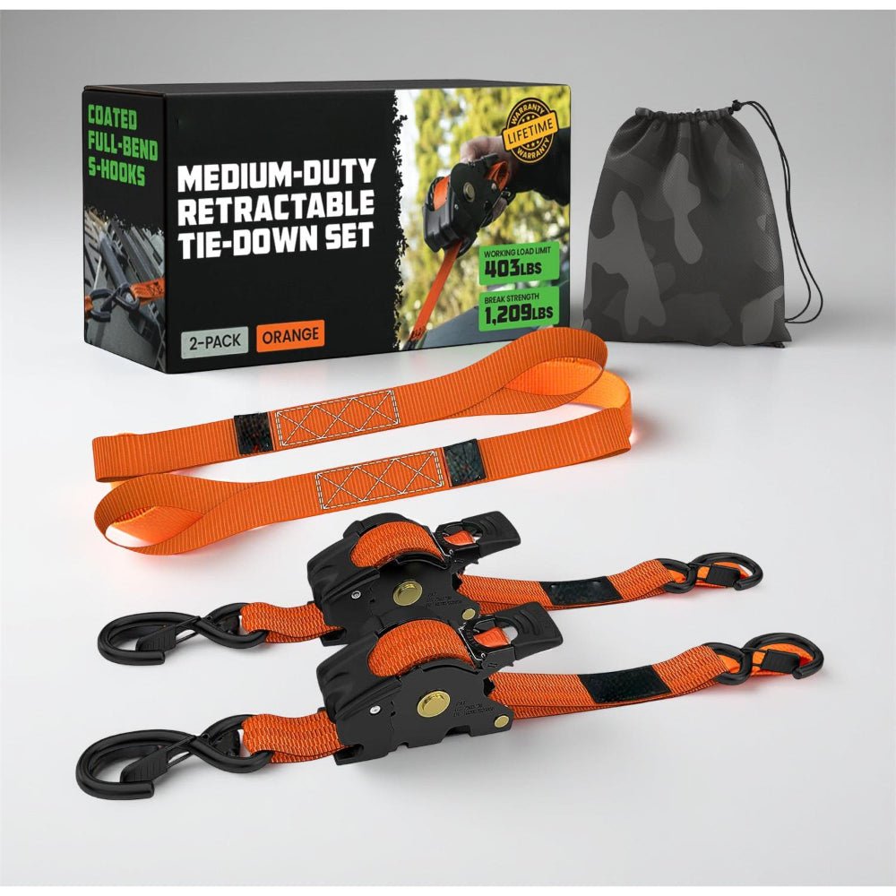 Heavy Duty Retractable Ratchet Straps for Cargo Security