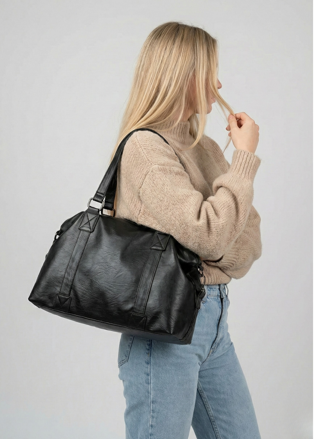 university bag with wide shoulder straps