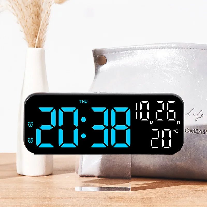 LED Digital Alarm Clock with Voice Control & Temperature Display