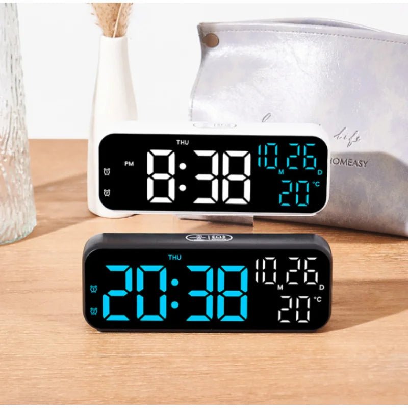 LED Digital Alarm Clock with Voice Control & Temperature Display