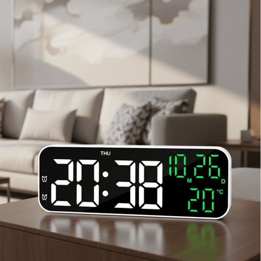 LED Digital Alarm Clock with Voice Control & Temperature Display