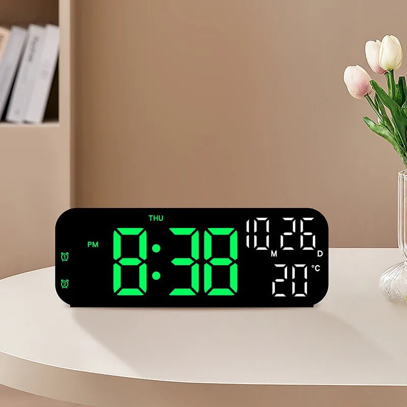 LED Digital Alarm Clock with Voice Control & Temperature Display