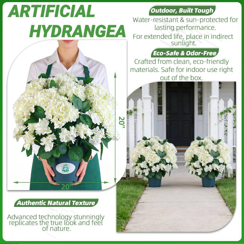 Artificial Outdoor Hydrangea Flowers, UV Resistant