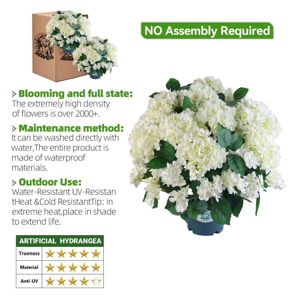 Artificial Outdoor Hydrangea Flowers, UV Resistant