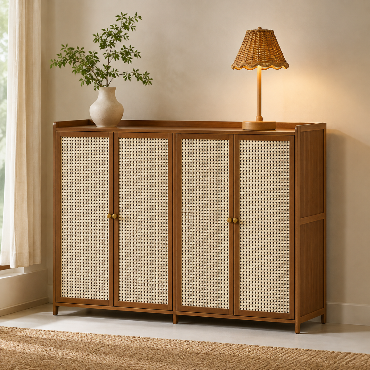 Cordless Rattan Table Lamp