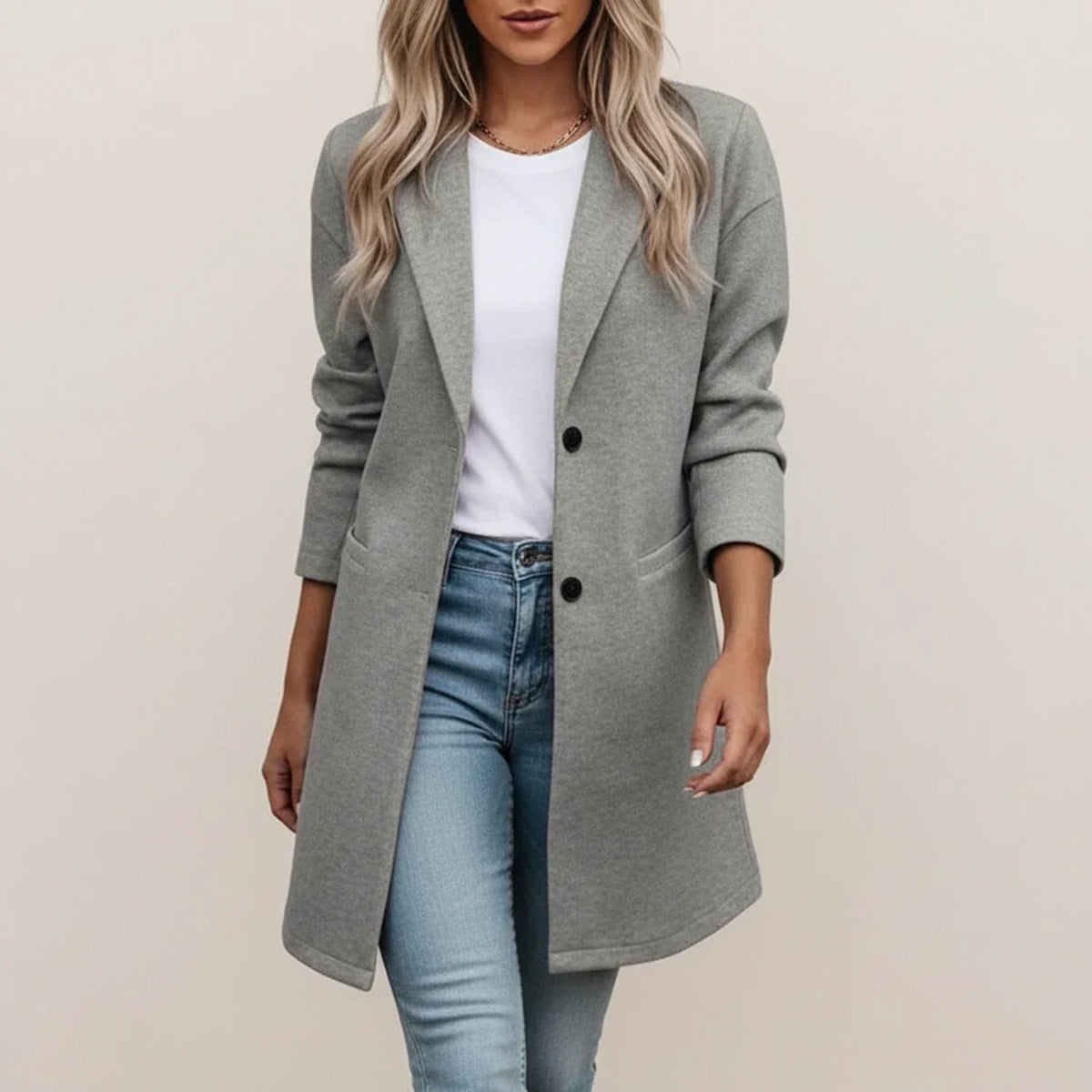 Women's Longline Notch Lapel Blazer Coat