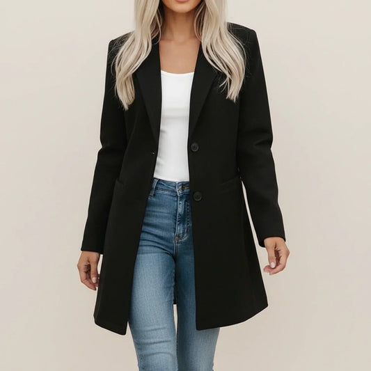 Women's Longline Notch Lapel Blazer Coat
