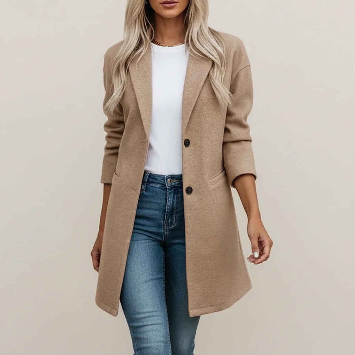 Women's Longline Notch Lapel Blazer Coat