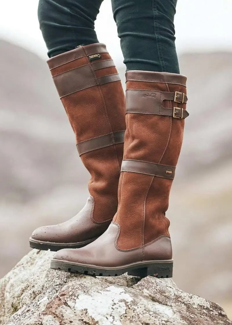 Women's Waterproof Double Buckle Knee-High Boots