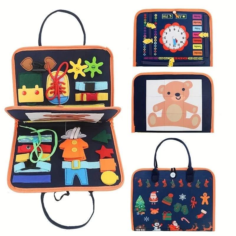 Montessori Sensory Book, ftui Early Learning Adventure for Ages 2–5 with Interactive Felt Storage