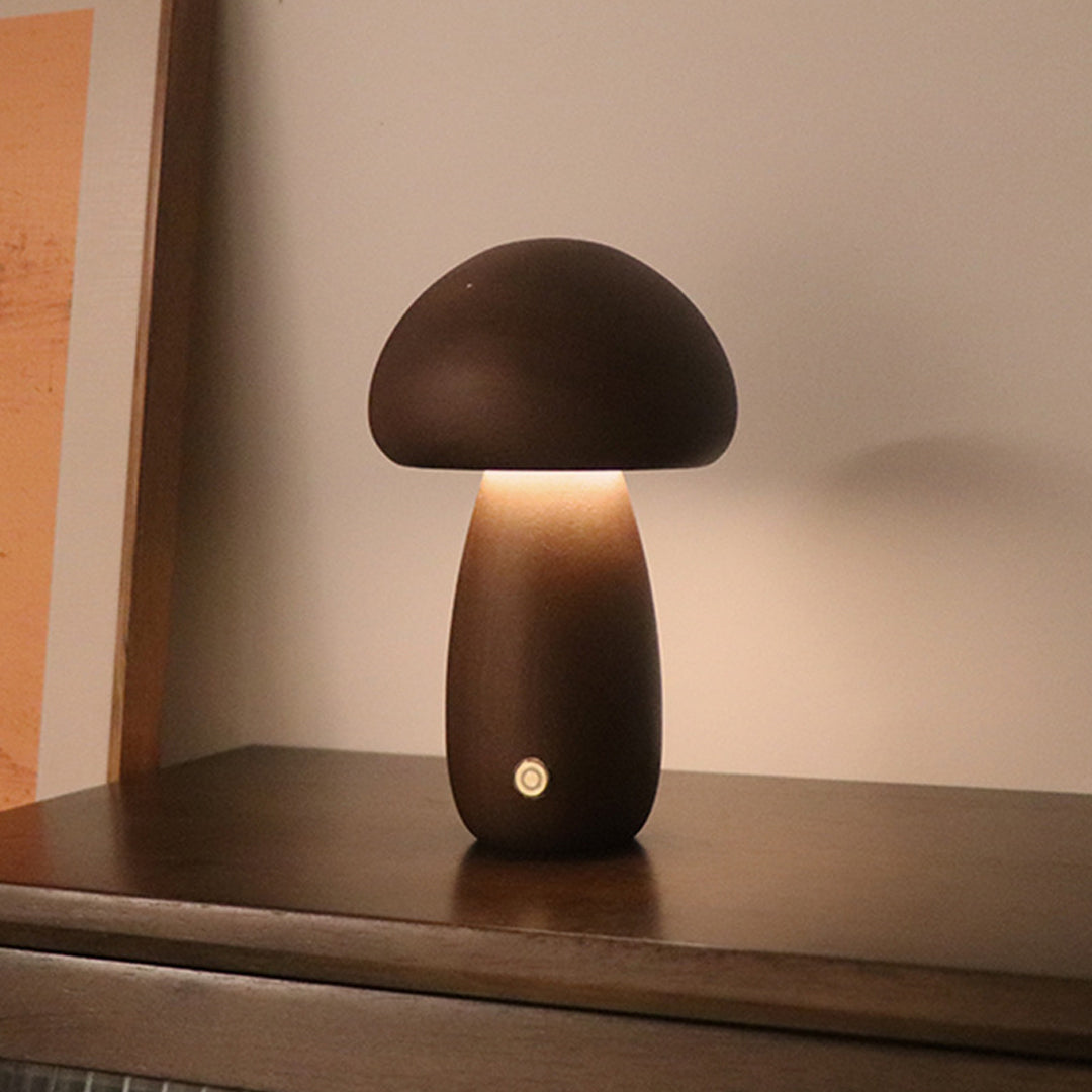 Beech Wood Mushroom Cordless LED Table Lamp