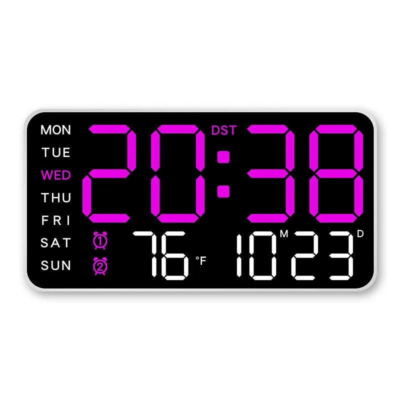 Digital Wall Clock with Remote, Dual Alarms & Temperature Display