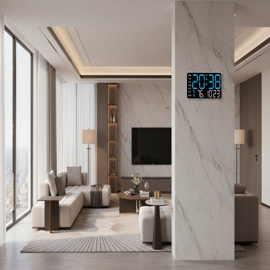 Digital Wall Clock with Remote, Dual Alarms & Temperature Display