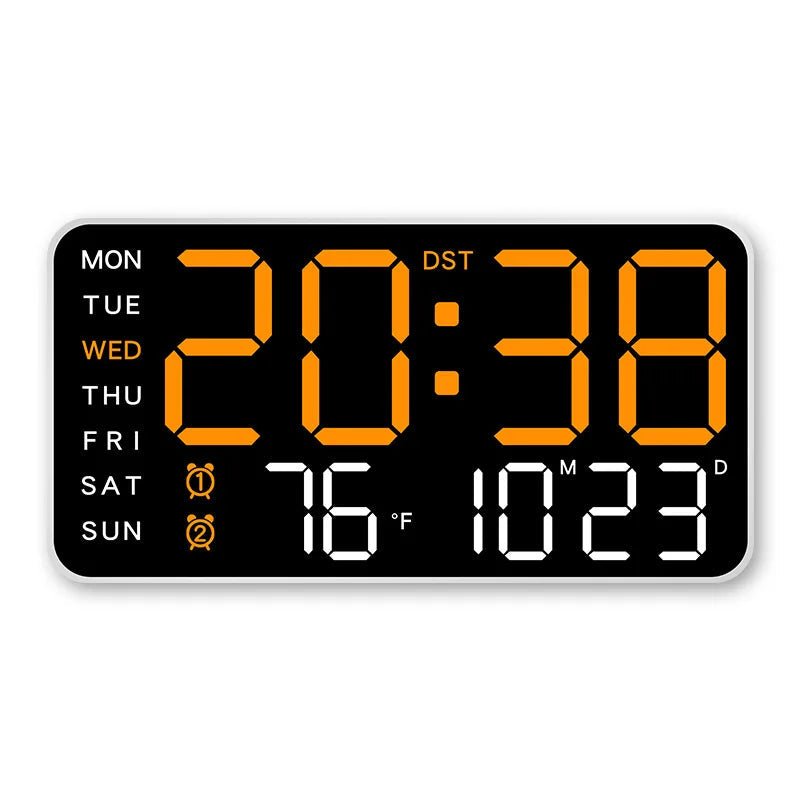 Digital Wall Clock with Remote, Dual Alarms & Temperature Display